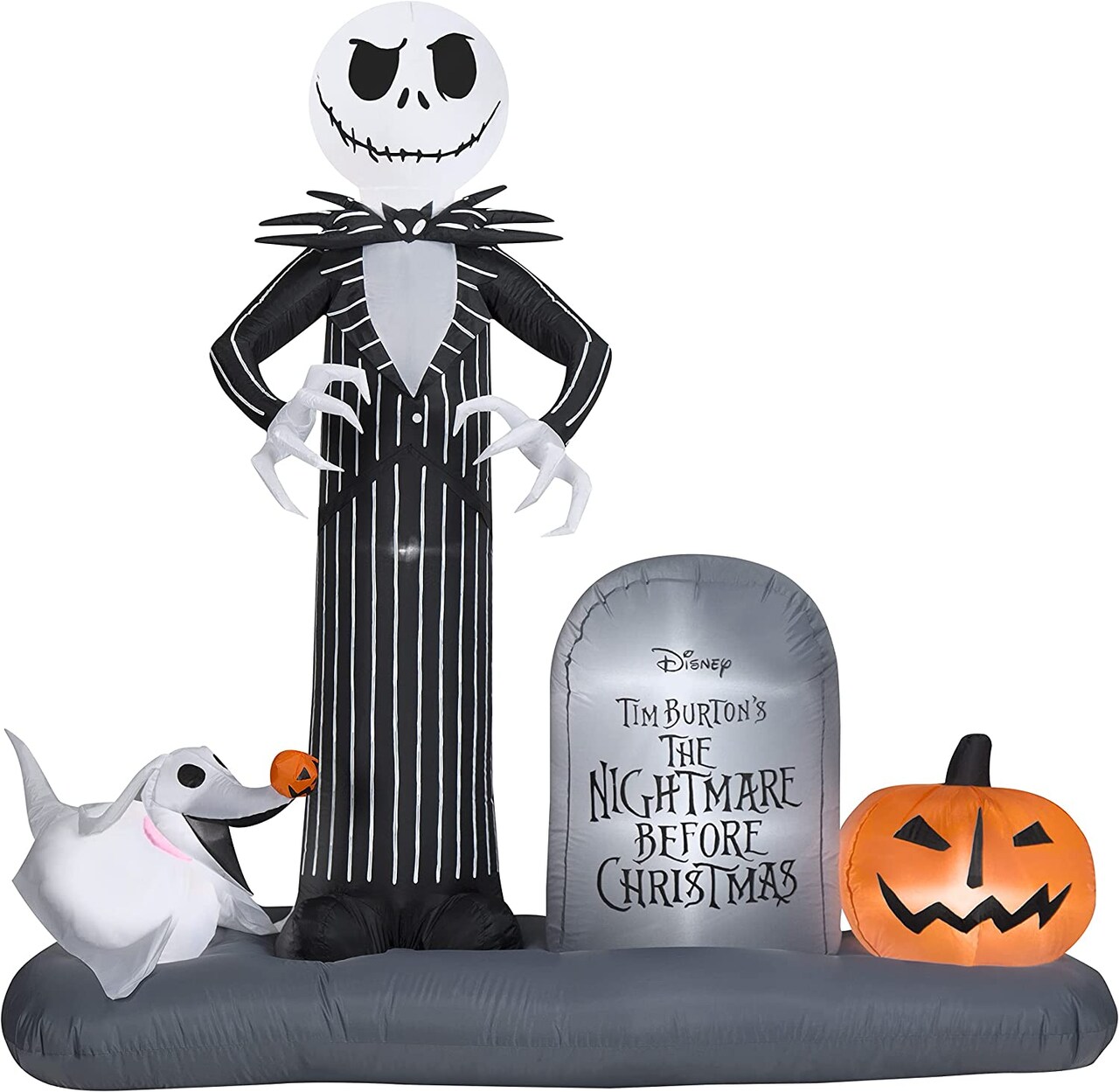 6.5' Gemmy Airblown Jack Skellington Tombstone Scene w/ Zero 227161